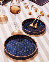 Alamkari India MDF Wood Geometric Pattern Serving Tray Set